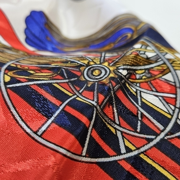 VINTAGE Berkshire Accessories Red Carriage Large Square Scarf Wrap - Picture 3 of 5